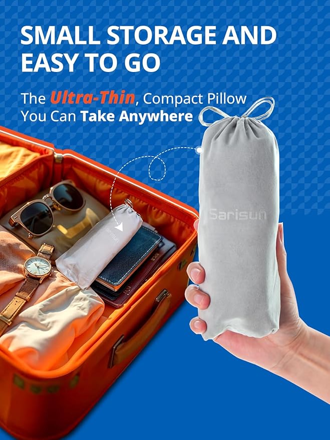 Travel Pillow for Airplanes, Ultra-Thin Breathable Airplane Pillow Alternative, Airplane Head Strap with 3D Sleep Eye Mask, 360° Support for Long Flight, Work for Seats with Headrest, Black