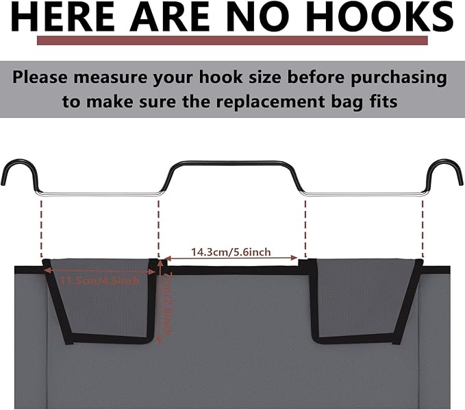 Bonuci 3 Pcs Laundry Sorter Replacement Bags Hamper Cart Removable Replacement Laundry Storage Organizer Bag Hamper Liner, No Hooks 14.76 x 8.66 x 21.65 Inch (Dark Gray)