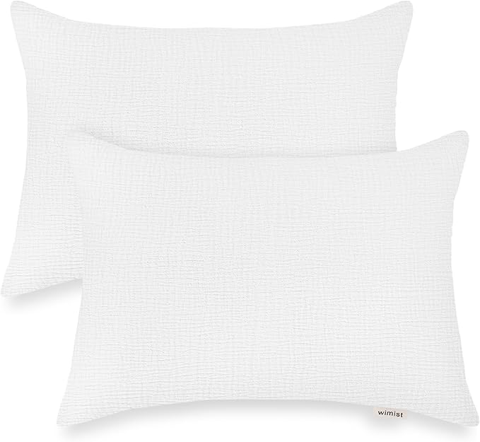 Toddler Pillowcases for 13"x18" Pillow 2 Pack, Muslin Small Toddler Baby Kids Travel Pillow Covers for Boys Girls with Envelope Closure (White, 13 x 18 Inch)