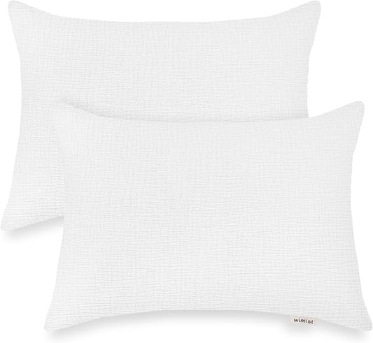 Toddler Pillowcases for 14"x20" Pillow 2 Pack, Muslin Small Toddler Baby Kids Travel Pillow Covers for Boys Girls with Envelope Closure (White, 14 x 20 Inch)