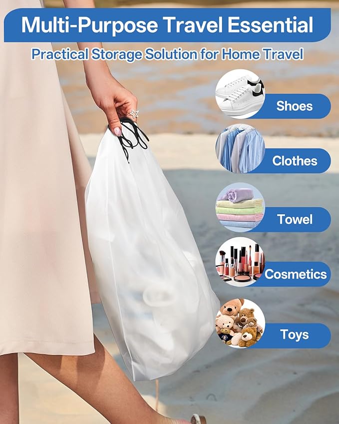 Teskyer Transparent Shoe Bags for Travel, 15.7" x 11.8" Waterproof Portable Travel Shoe Storage Bags for Packing - Travel Essentials for Men & Women, 20 PCS