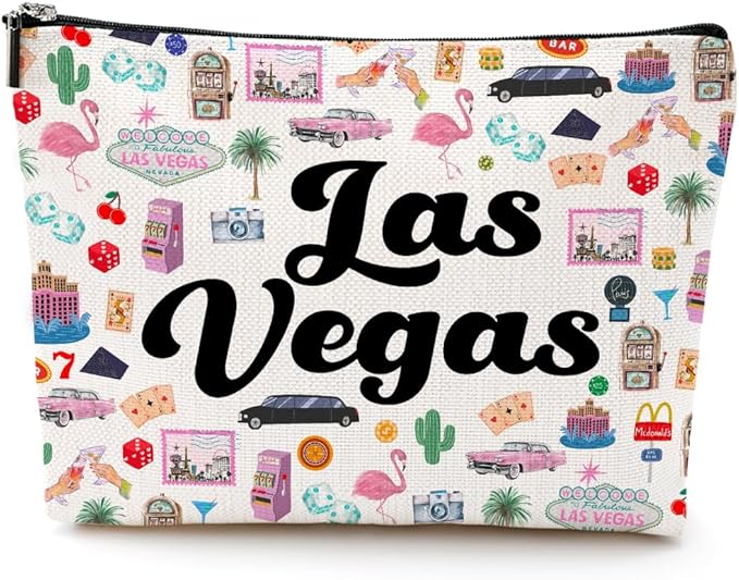 Las Vegas Cosmetic Bag Makeup Bag Las Vegas Lovers Travel Souvenir Vacation Friendship Gifts for Women Best Friend Traveler Daughter Girls Trip Gifts Favors Christmas Birthday