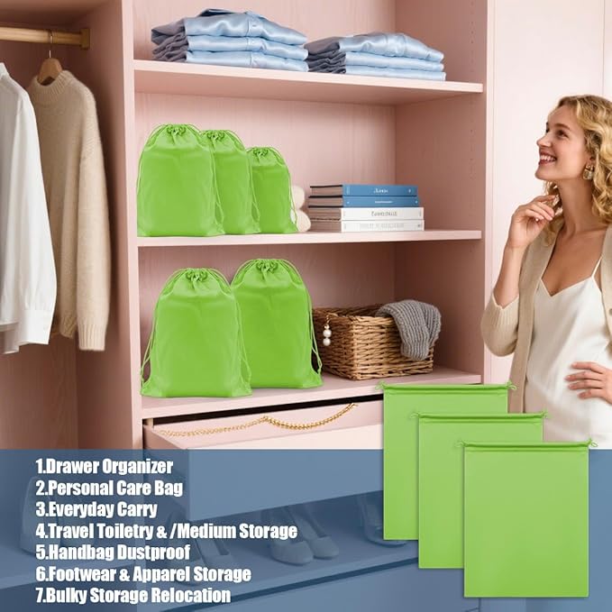 Microfiber Drawstring Bags, Multi-Size Soft Protective Pouches for Shoes, Ski Goggles, Sunglasses, Handbags & Camera Lenses