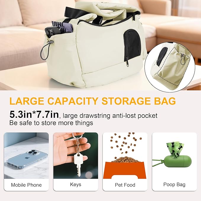 Dog Carrier Sling for Small Dogs & Cats Hand-Free Puppy Sling Purses with Storage Bag and Adjustable Shoulder Strap, Pet Sling Carrier Up to 8.8 Lbs (Yellow)