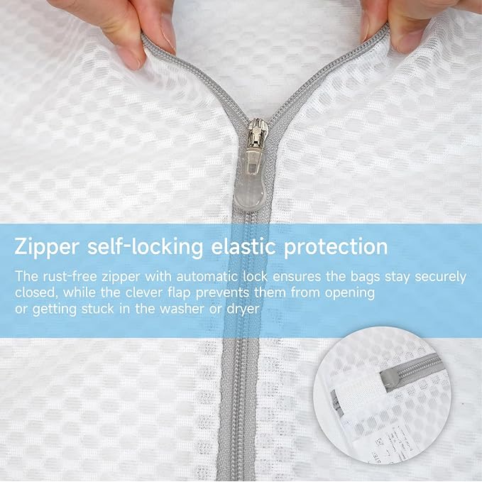 GOGOODA Mesh Laundry Bags for Delicates, 3-Pack Durable Honeycomb Washing Bags – Protective Zipper Bags for Lingerie, Bras, Baby Clothes in Washing Machine and Dryer