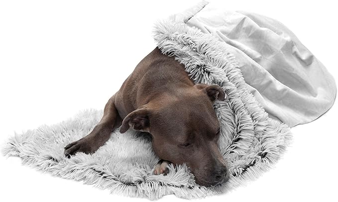 Furhaven Waterproof Throw Blanket for Dogs & Indoor Cats, Washable - Shaggy Plush Calming Long Faux Fur & Velvet Dog Blanket - Mist Gray, Large