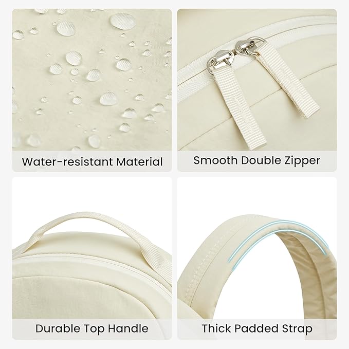 G4Free Small Nylon Backpack for Women Men, Lightweight Backpack Daypack for Travel Work Hiking, Beige