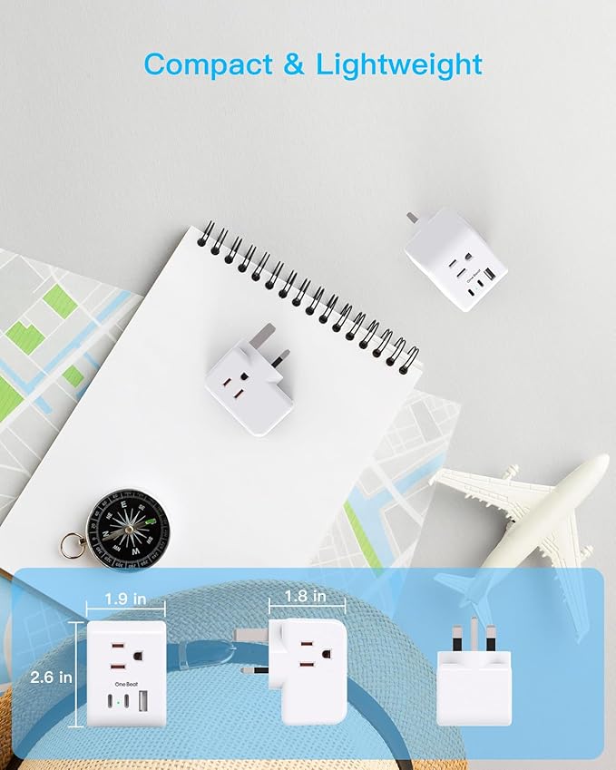 US to UK Ireland Travel Plug Adapter, Type G Power Plug Adapter with 3 Outlets 3 USB Ports(2 USB C), European Travel Plug Adapter for USA to England London Scotland British Qatar Irish Hongkong