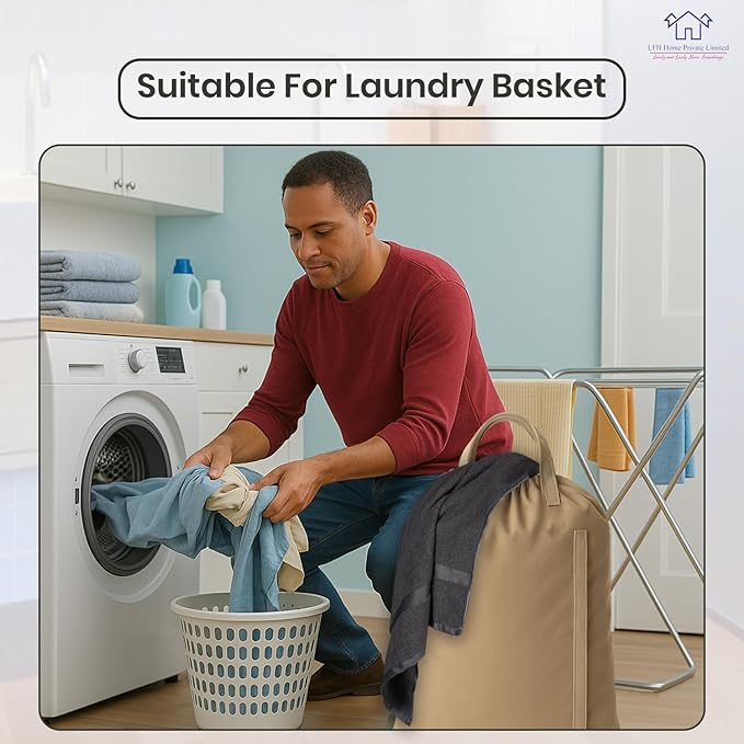 LFH Home Large Premium Cotton Canvas Laundry Bag with Drawstring and Handles Heavy Duty, Multi-Use, and Washable for Home, Travel, College or Storage 20x30 (Pack of 4)-Beige