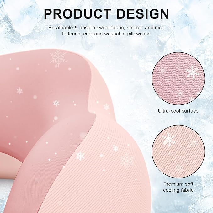 Travel Pillow for Airplane Memory Foam Neck Pillow, Soft & Support Travel Pillow for Travelling, Sleeping Rest, Car, Train and Home Use (Pink)