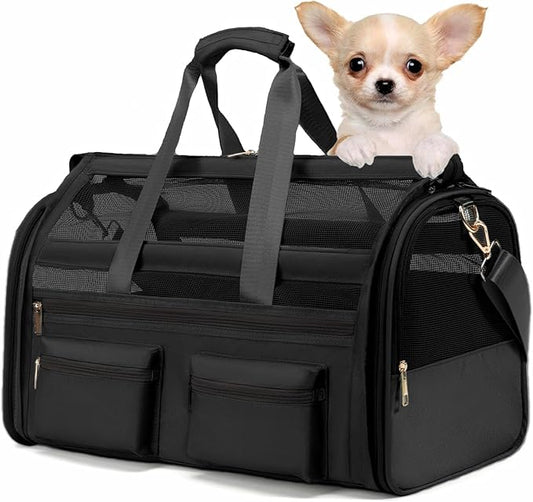 Cat Carrier, Small Dog Carrier for Small Medium Pets Up to 15 Lbs，Pet Carrier Airline Approved,Soft-Sided Puppy Travel Bag with Safety Zippers,Chihuahua Carry Case, Kitty Cloth Cage
