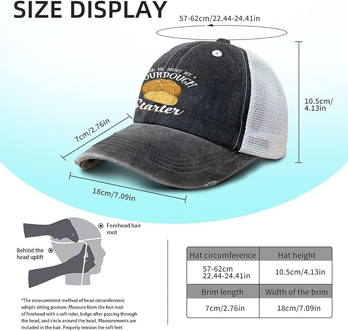 Ask Me About My Sourdough Starter Bread Baking Baker Bakery Hats Beach Cap for