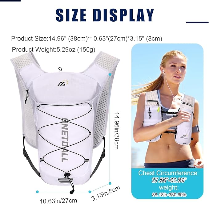 Running Vest for Women & Men, 6L Hydration Backpack with 2L Water Bladder, Lightweight Water Backpack for Trail Running, Marathon, Hiking, Cycling, Jogging, Adjustable Fit
