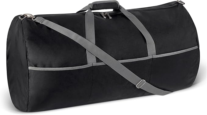 Amazon Essentials 32.4" Extra Large Foldable Nylon Duffel Bag for Travel/Storage with Zippered Pockets, 9254 Cubic Inch (150L), 50-LBS Capacity, Black (Previously Amazon Basics)