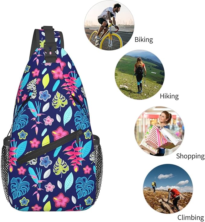 Hawaii Tropical Palm Sling Backpack Crossbody Bag Casual Chest Bags Travel Hiking Daypack Shoulder Bag for Women Men