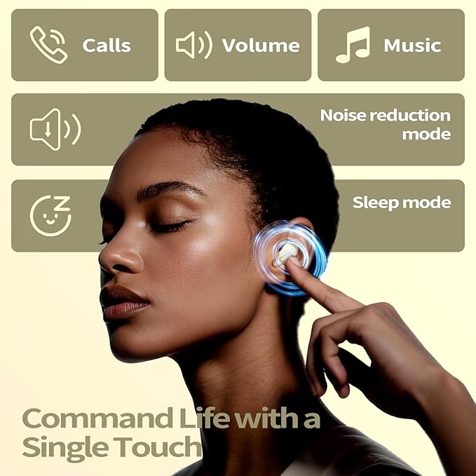 Sleep Earbuds, Mini ANC Wireless Earbuds Bluetooth 5.4 Headphones Deep Bass Stereo, 48H Playtime Ear Buds, 4 ENC Noise Cancelling Mic, In Ear IP7 Waterproof Earphones for Side Sleepers,Touch Control
