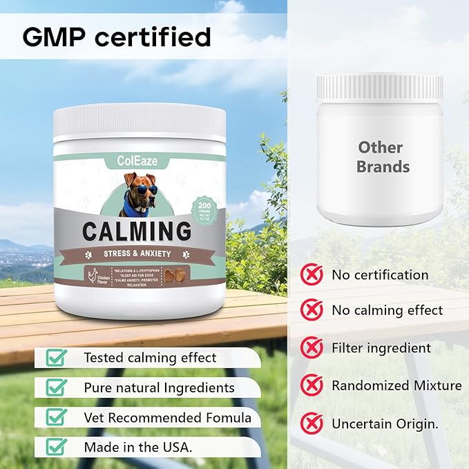 Calming Chews for Dogs Puppy Dog Calming Chews, Help Manage Stress and Promote Relaxation Sleep Aid Calm Dog from Noise, Thunder, Barking, Separation, Small Medium Large & All Breeds