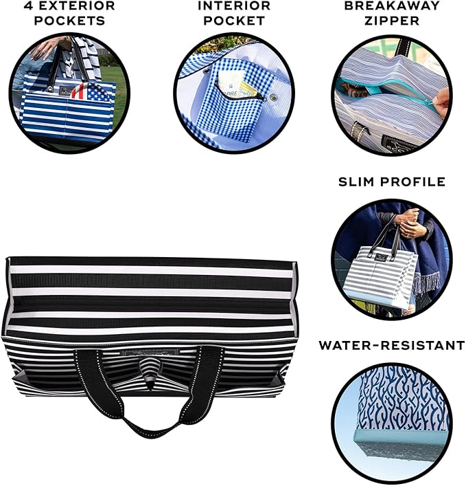 SCOUT Uptown Pocket Tote - Medium Multi-Use Tote Bag for Women, Nurses, Teachers, and Moms, 5 Pockets, Breakaway Zipper