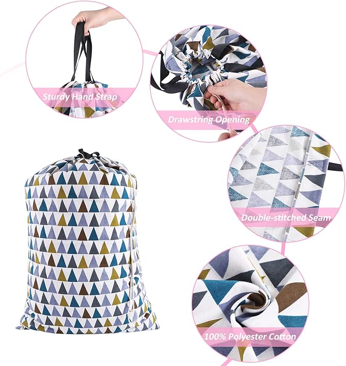 SWISSELITE Laundry Bag with Handle and Drawstring, Large Heavy Duty Laundry Bag, 28 x 40 Inches Travel Dirty Clothes Bag for Laundromat and Household