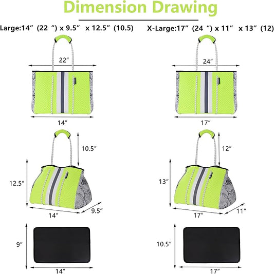 QOGiR Neoprene Multipurpose Beach Bag Tote with Inner Zipper Pocket … … … …