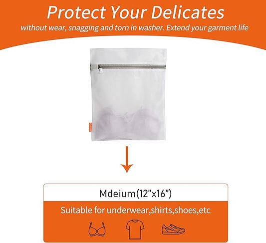 Polecasa 3Pcs 12 x 16 Inches Extra Durable Fine Mesh Laundry Bags with Sturdy Zipper for Delicates, Protect Clothes in Washing Machine, Laundry Room Essentials for College, Dorm (3 Medium)