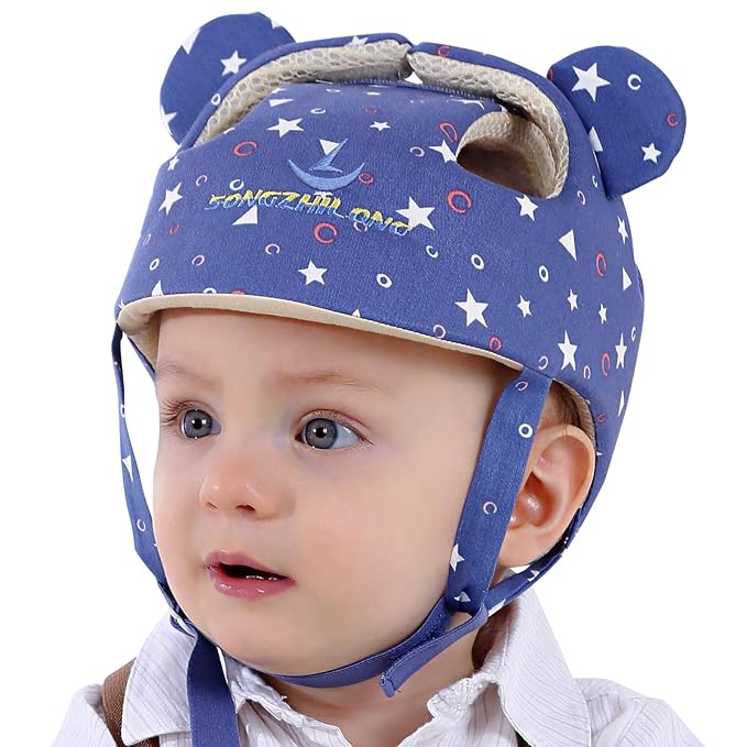 Baby Infant Helmet Toddler Headguard Head Protective Cushion Cute Children Adjustable Helmet Hat Harnesses Cap Kid Child Crawl Walk Playing (Starry Blue)