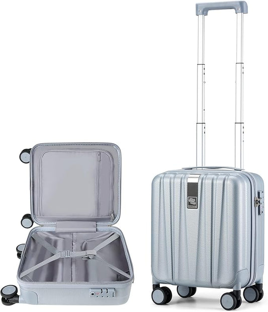 Hanke 14 Inch Underseat Carry On Luggage with Wheels Hard Shell Suitcases Carry On Bag Lightweight Small Mini Suitcase Travel Luggage for Travel（Gray）