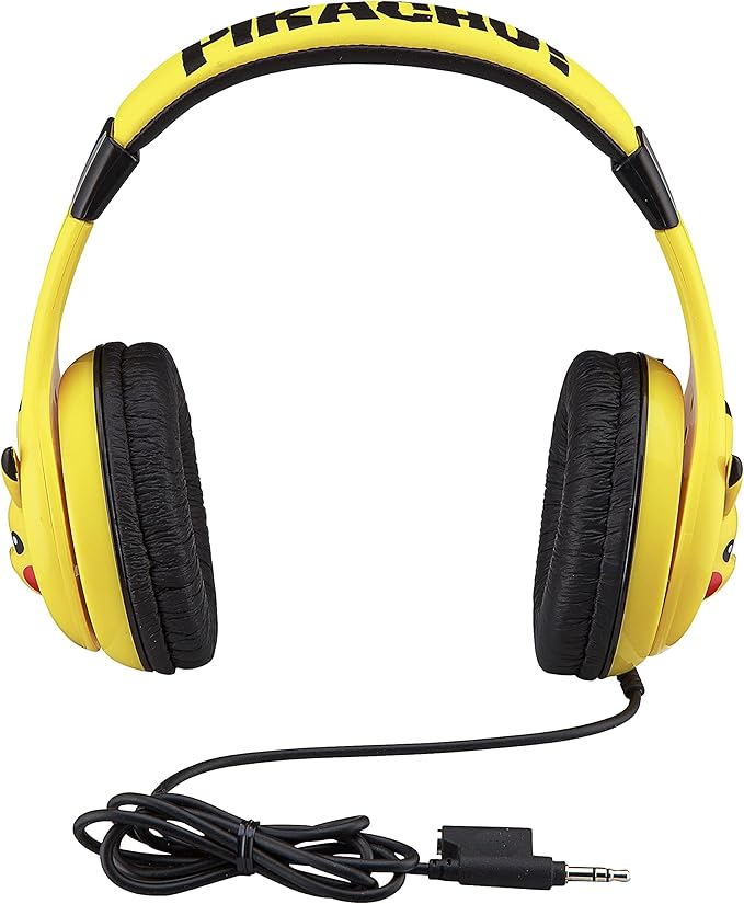 eKids Pokemon Pikachu Wired Kids Headphones, Adjustable, Stereo Sound, 3.5Mm Jack, Tangle-Free, Volume Control, Children's Headband On Ear for School Home, Travel