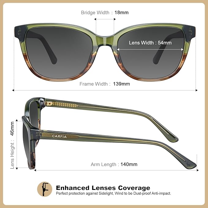CARFIA Designer Acetate Womens Polarized Sunglasses Fit Most Face Shapes Trendy Shades UV Protection Hypoallergenic Handmade