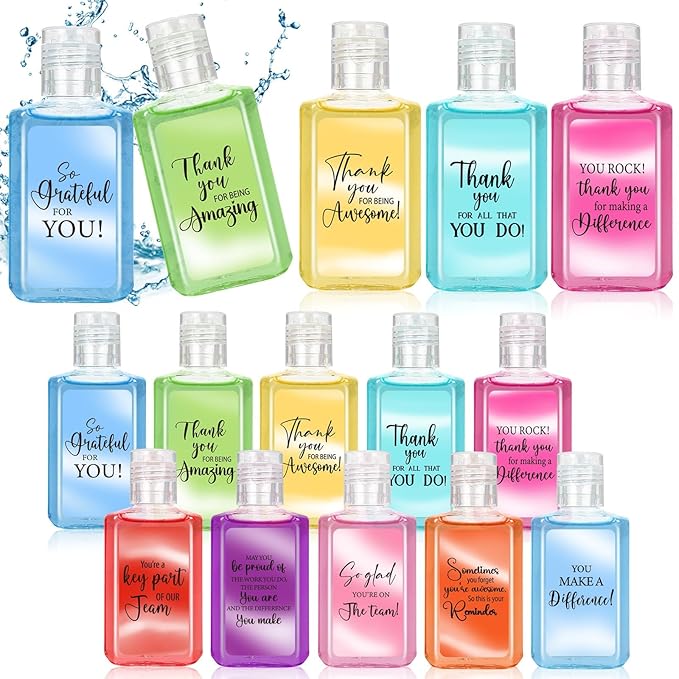 50 Pcs Thank You Mini Hand Sanitizer Bulk Employee Appreciation Gift Inspirational Small Hand Sanitizer 1fl oz Travel Size Hand Soap for Team Coworker Friends Teacher Christmas Valentine (Warm Color)