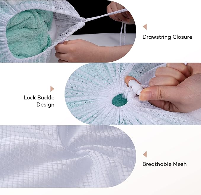 Meowoo Large Mesh Laundry Bag, 24×36inch Heavy Duty Mesh Laundry Bags Drawstring Lockable, Laundry Hamper Liner, Machine Washable, for Travel,Storage, Sports Factories, Dorms, White 1pcs