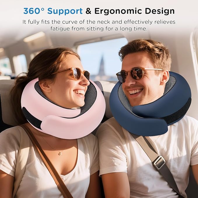 Neck Pillow Airplane,100% Pure Memory FoamTravel Neck Pillow Travel Neck Support Ergonomic &Portable Design Best for Sleeping Plane Car Train Office Flight (Deep Blue)