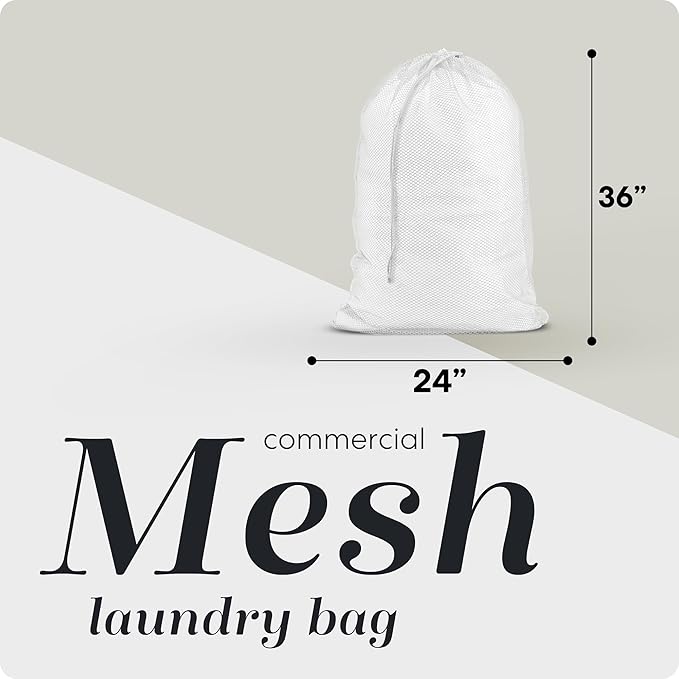 Handy Laundry Mesh XL Laundry Bag - Durable, Machine Washable with Secure Drawstring Closure - Perfect for College Dorms, Laundromats, Apartments (White)