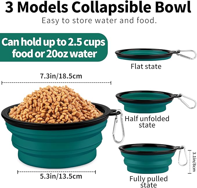 Collapsible Dog Bowls-2 Pack Large Size for Large/Medium Dogs, Pet Travel Water Bowl, Dogs Cat Portable Water Bowl, Dog Pet Feeding Watering Dish Outdoor Hiking Parking Traveling with 2 Carabiners