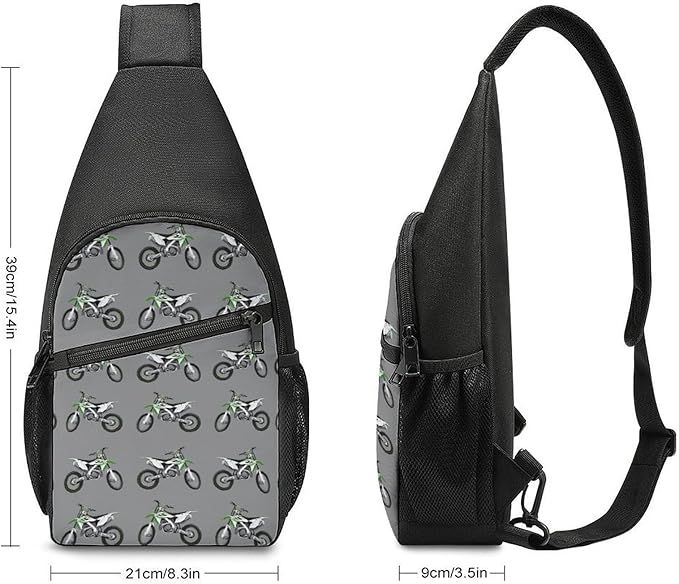 SWEET TANG Sling Bag for Men Women, Comfortable Crossbody Backpack, Motocross Dirt Bike Grey, Anti Theft Sling Shoulder Chest Bag Daypack, Fashion Travel Gym Sack Rucksack