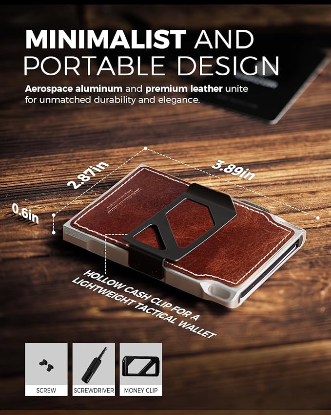 LORZOR Slim Tactical Wallet for Men- Minimalist Full Grain Leather Wallet for 12 Cards, RFID Blocking Aluminum Cardholder, Smart Pop Up Card Case, Front Pocket, Money Clip, Gift for Men(VintageBrown)