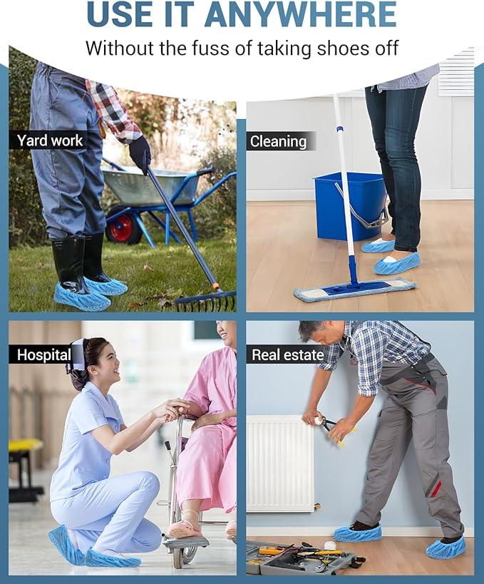 100 Count Shoe Covers Disposable Non-Slip, Premium Cloth Boot Covers, Slip-resistant, Durable, Breathable, Non-toxic, Recyclable