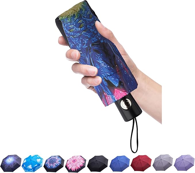 Goothdurs Automatic Mini Travel Windproof Umbrella Compact Auto Open/Close Small Lightweight Folding Rain Umbrellas for Women Men