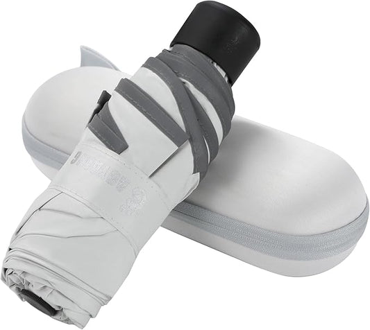 GAOYAING Mini Compact Travel Umbrella with Reflective Safety Stripes, Portable Folding Design with Case