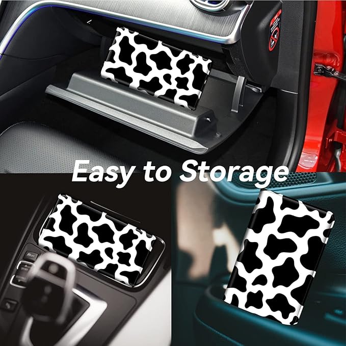 Car Registration and Insurance Holder, Leather Car Glove Box Organizer, Cool Car Accessories for ID, Driver's License Cards & Essential Document, business cards, Men&Women,Cute Cow