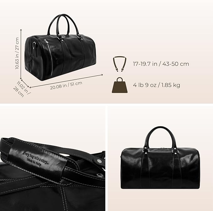 Leather Duffel Bag Weekend Bag Gym Large Travel Bag - Time Resistance