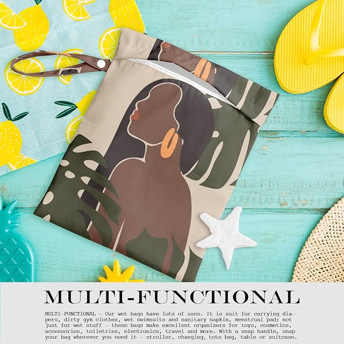 Wet Bag, Wet Dry Bag, Wet Bag for Swimsuit, Travel, Beach, Pool, Diapers, Yoga Gym Clothes, Makeup Bag, Waterproof Reusable Minimalist Decor Aesthetic Line Art Women Body Face