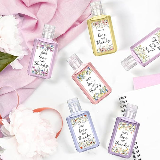 50 Pcs Wild Flower Mini Hand Sanitizer Bulk Thank You Gift Favors Small Hand Sanitizer for Guest 1fl oz Travel Size Hand Soap Gift for Wedding and Baby Shower Supplies