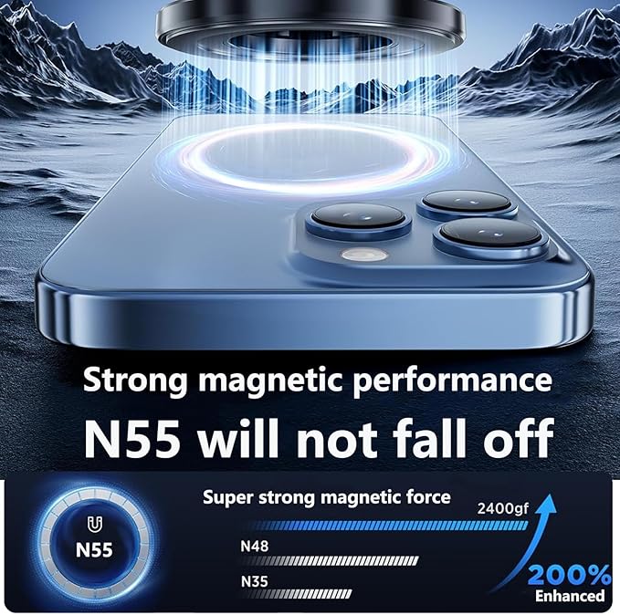 GONSIFACHA Suction Cup Phone Mount 360° Zinc Alloy Phone Stand Vacuum Magnetic Car Holder Compatible with MagSafe Adjustable Car Phone Mount Compatible with iPhone Android and All Smartphoness