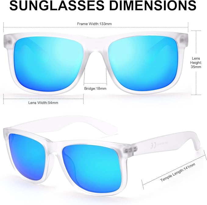 UV400 Polarized Sunglasses Men Women, Classic Square Lightweight Shades, Anti-Glare HD Trendy Sunnies for Leisure
