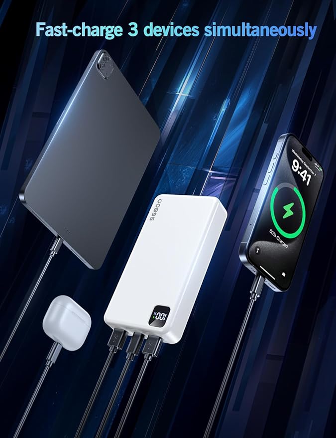 Portable Charger Power Bank, 56800mAh Portable Power Bank, PD 22.5 W Fast Charging Large Capacity Battery Pack for Travel Camping Essential Compatible with iPhone 17/16/15/14/13 Series, iPad-White