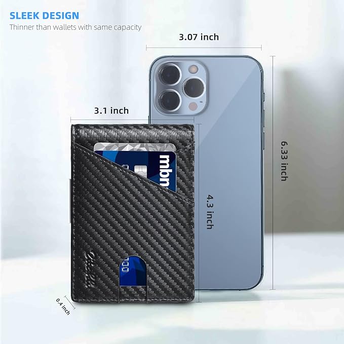 Zitahli Wallet for Men - with Money Clip Slim Leather Slots Credit Card Holder RFID Blocking Bifold Minimalist Wallets with Gift Box