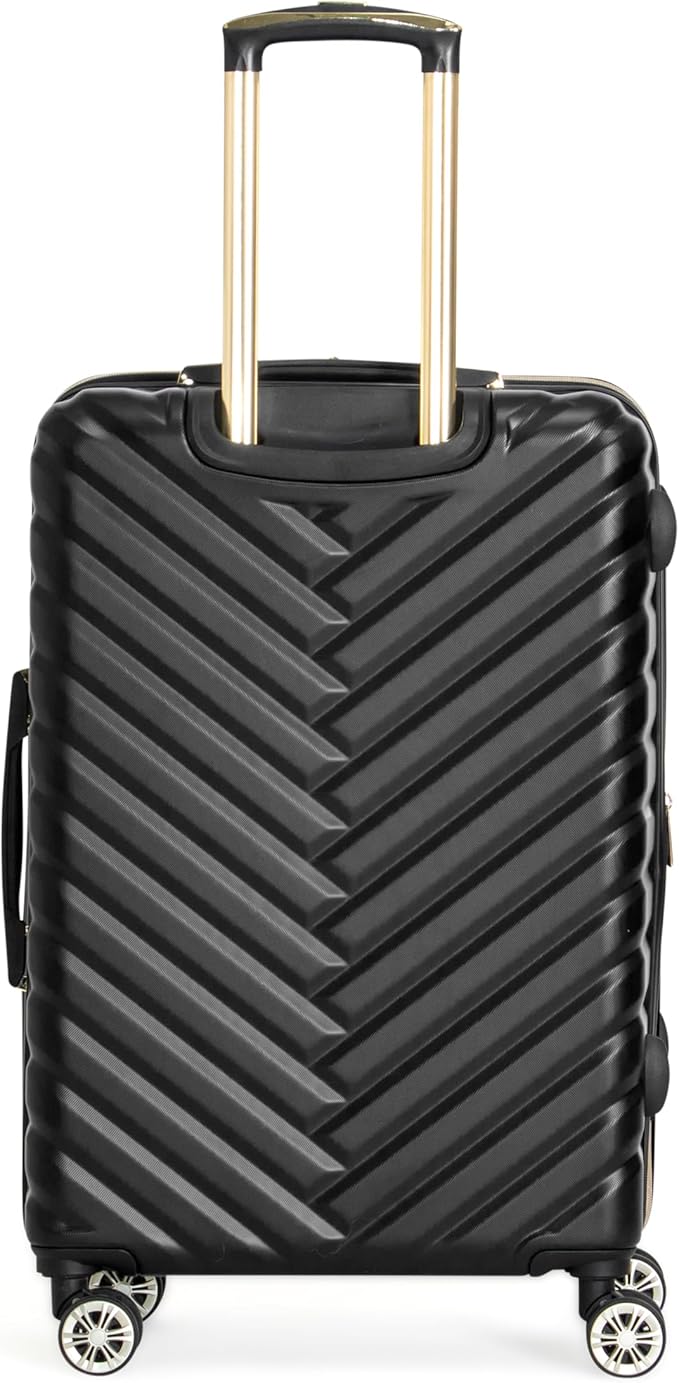 Kenneth Cole REACTION Madison Square Lightweight Hardside Chevron Expandable Spinner Luggage, Black, 24-Inch Checked