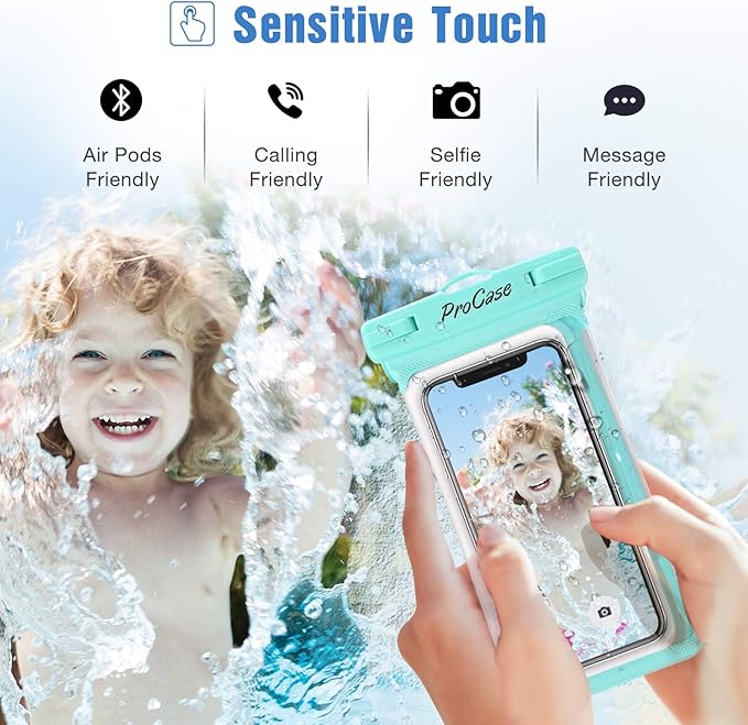 ProCase 2 Pack Waterproof Phone Pouch, Underwater Phone Case Up to 7", Dry Bag for iPhone 17 Air 16 15 14 13 Pro Plus Max, Galaxy S24 S23 S22 Ultra Pixel, Beach Essentials -Green & Black