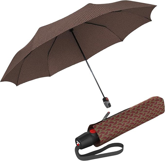 Knirps T.200 Duomatic Compact Rain Umbrella in Elemental Cinnamon – Wind Tunnel Tested to 93 mph, Aluminum Steel Fiberglass Frame, 38in Canopy, OEKO-TEX, High-Performance Automatic Travel Umbrellas